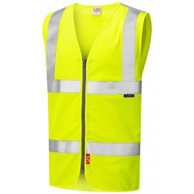 Leo Workwear Meeth Hi-Vis Limited Flame Spread Zip Vest