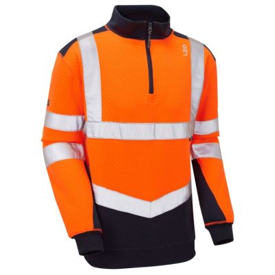 Leo Workwear Tapeley EcoViz Dual Colour 1/4 Zip Sweatshirt